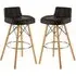 Porrima Bar Stools with Footrest - Black, Faux Leather