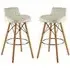 Porrima Bar Stools with Footrest - White, Faux Leather