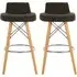 Porrima Bar Stools with Natural Legs - Black, Faux Leather