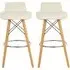 Porrima Bar Stools with Natural Legs - White, Faux Leather