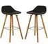 Porrima Bar Stools with Wooden Legs - Black, Faux Leather