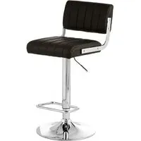 Porrima Channel Design Bar Stool - Black, Faux Leather