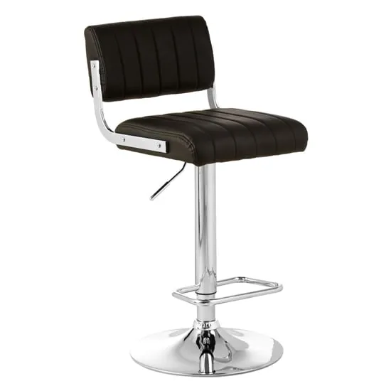 Porrima Channel Design Bar Stool - Black, Faux Leather