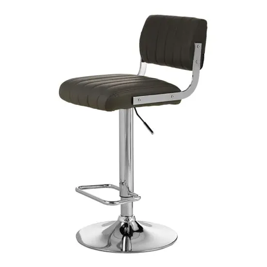 Porrima Channel Design Bar Stool - Grey, Faux Leather