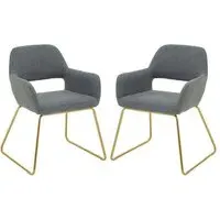 Porrima Dining Chairs with Gold Base - Grey, Fabric