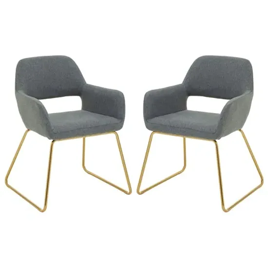 Porrima Dining Chairs with Gold Base - Grey, Fabric image