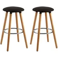 Porrima Round Seat Bar Stools In Pair - Black, Beechwood