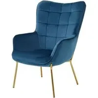 Porrima Velvet Upholstered Armchair - Blue