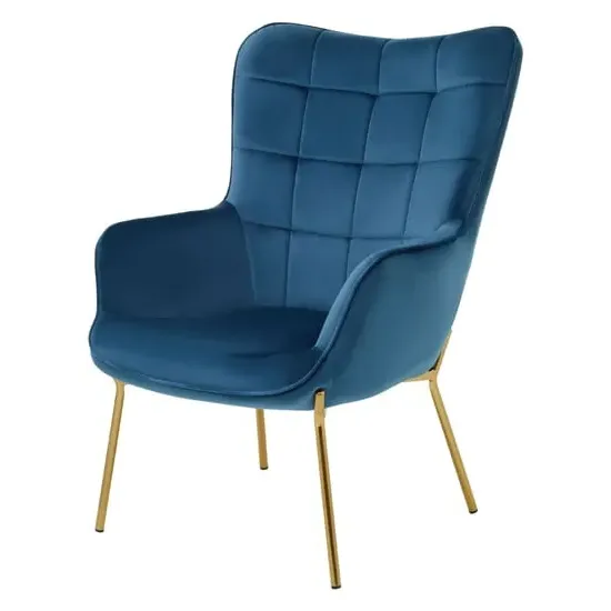 Porrima Velvet Upholstered Armchair - Blue