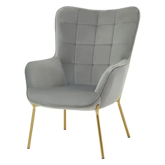 Porrima Velvet Upholstered Armchair - Grey image