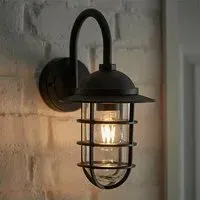Port Clear Glass Shade Wall Light - Textured Black