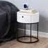 Portage Round Bedside Cabinet with Drawer - White