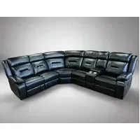 Portales Corner Sofa with Storage Reclining - Black, Faux Leather