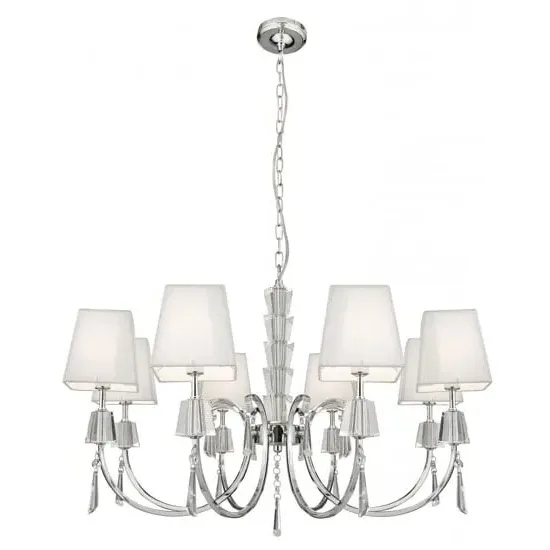 Portico 8 Light Ceiling Fitting with Crystal Drops - Chrome