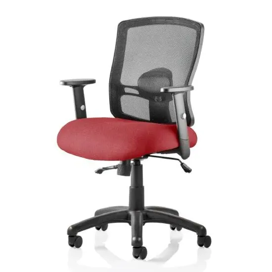 Portland II Office Chair with Lumbar Support - Red, Mesh