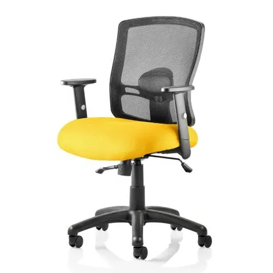 Portland II Office Chair with Lumbar Support - Yellow, Mesh