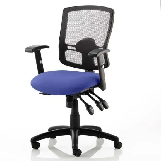 Portland III Office Chair with Lumbar Support - Blue, Mesh
