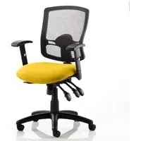 Portland III Office Chair with Lumbar Support - Yellow, Mesh