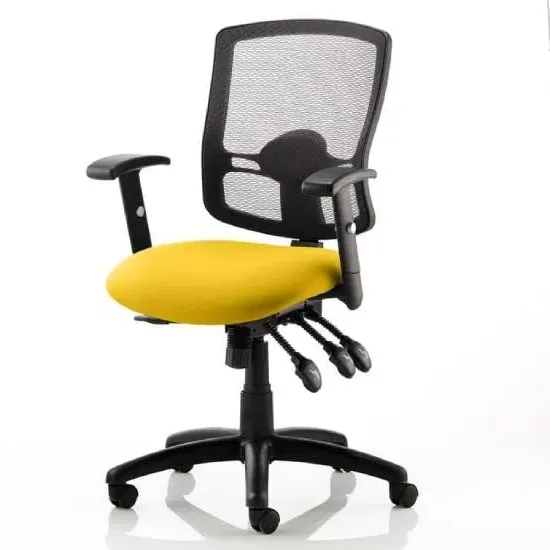 Portland III Office Chair with Lumbar Support - Yellow, Mesh