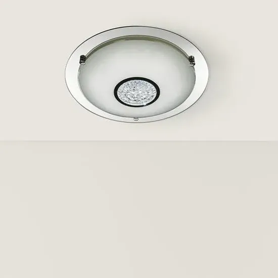 Portland LED Glass Shade Flush Light - White, Chrome