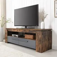 Portland TV Stand with 2 Drawers - Rustic Oak