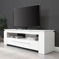 Portland TV Stand with 2 Drawers - White