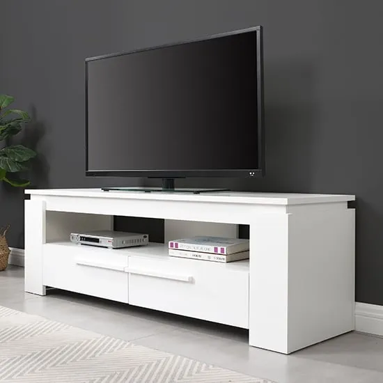 Portland TV Stand with 2 Drawers - White