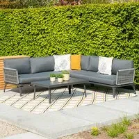 Portree L-Shaped Corner Sofa with Coffee Table - Grey, Fabric