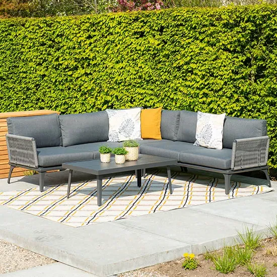 Portree L-Shaped Corner Sofa with Coffee Table - Grey, Fabric