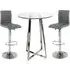 Poseur Round Bar Table with 2 Ripple Stools - Grey, Glass