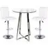 Poseur Round Bar Table with 2 Ripple Stools - White, Glass