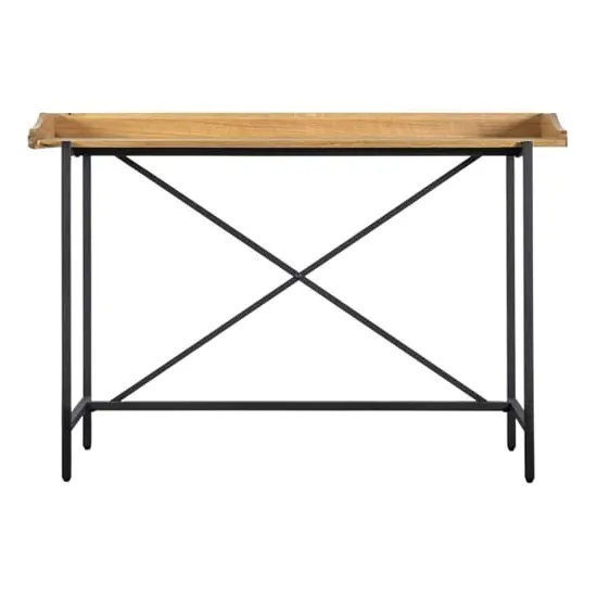 Powell Wooden Laptop Desk with Black Metal Frame - Natural, Oak