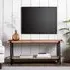 Powell Wooden TV Stand with Black Metal Frame - Natural, Oak