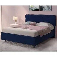 Poznan King Size Ottoman Bed - Midnight Blue, Fabric