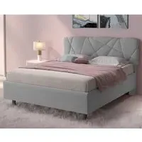 Poznan Small Double Ottoman Bed - Light Grey, Fabric