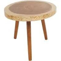 Praecipua Round Side Table - Brown, Snorkeling Wood