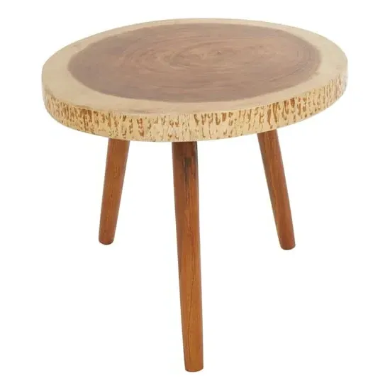 Praecipua Round Side Table - Brown, Snorkeling Wood image