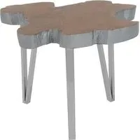 Praecipua Round Side Table - Silver, Teak