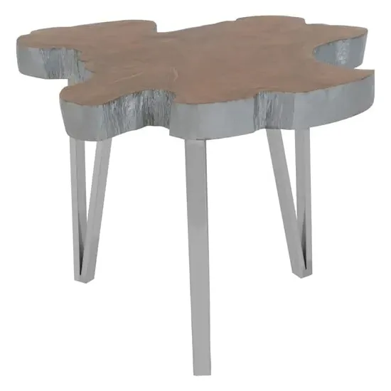 Praecipua Round Side Table - Silver, Teak