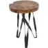 Praecipua Round Wooden Stool with Metal Legs - Brown, Teak