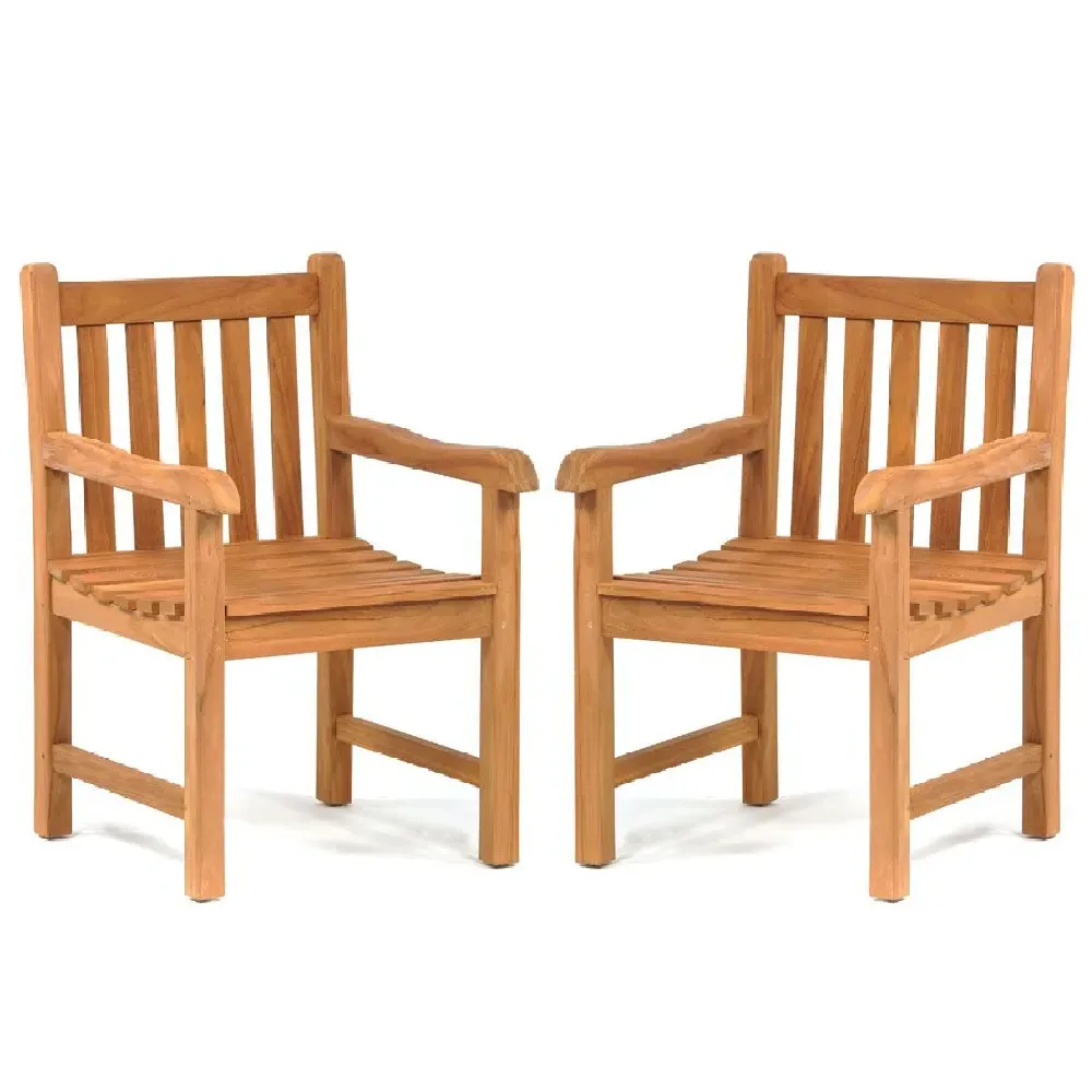 Prague Outdoor Arm Chairs Pair - Teak image