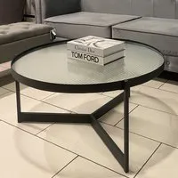 Prague Round Ribbed Glass Coffee Table - Black