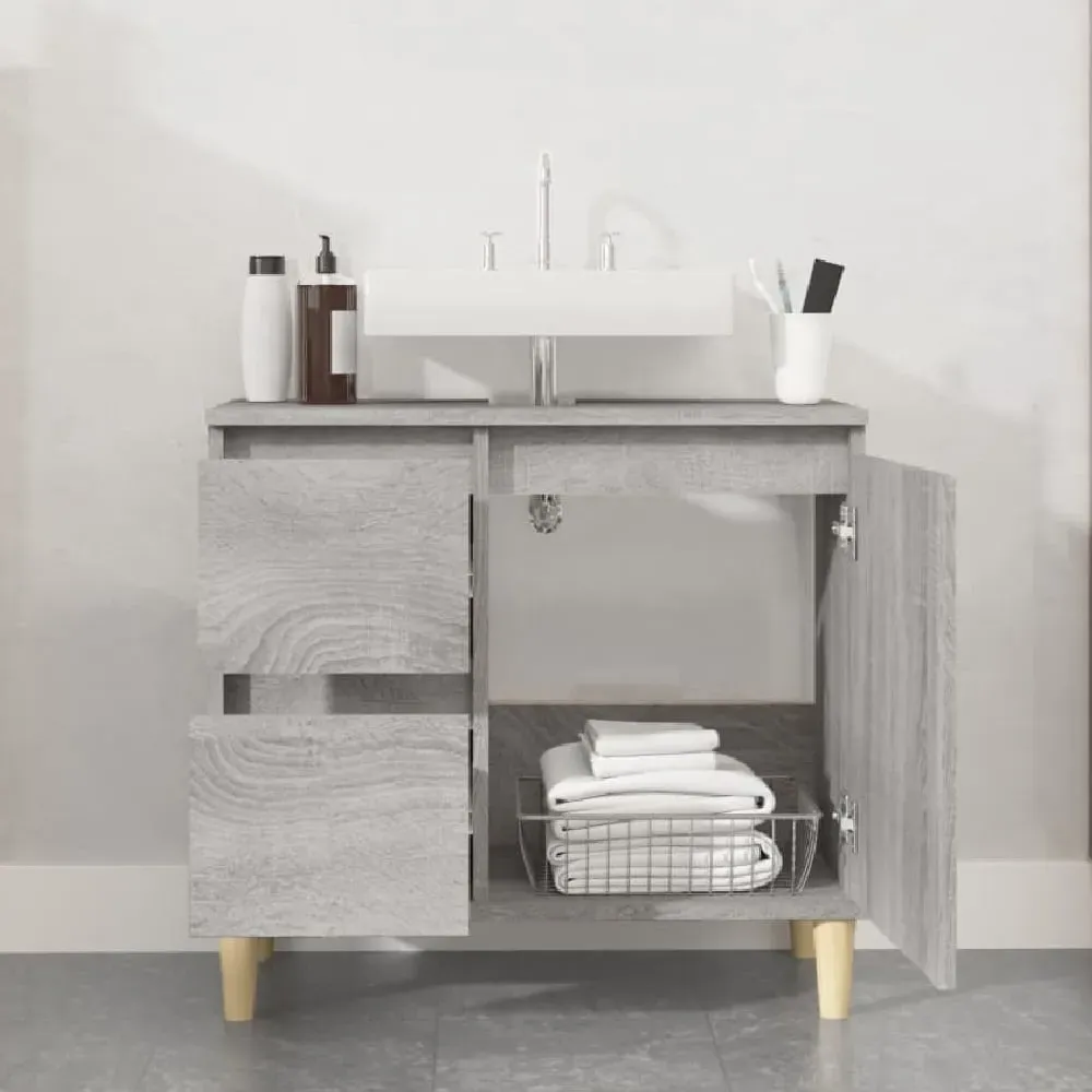 Prague Vanity Unit with Storage - Grey, Oak