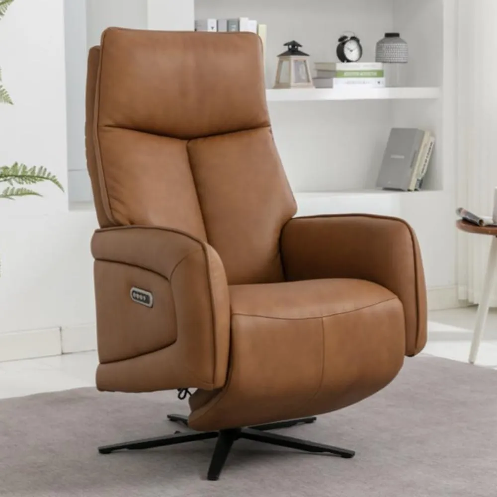 Prato Electric Recliner Chair - Camel, Leather image