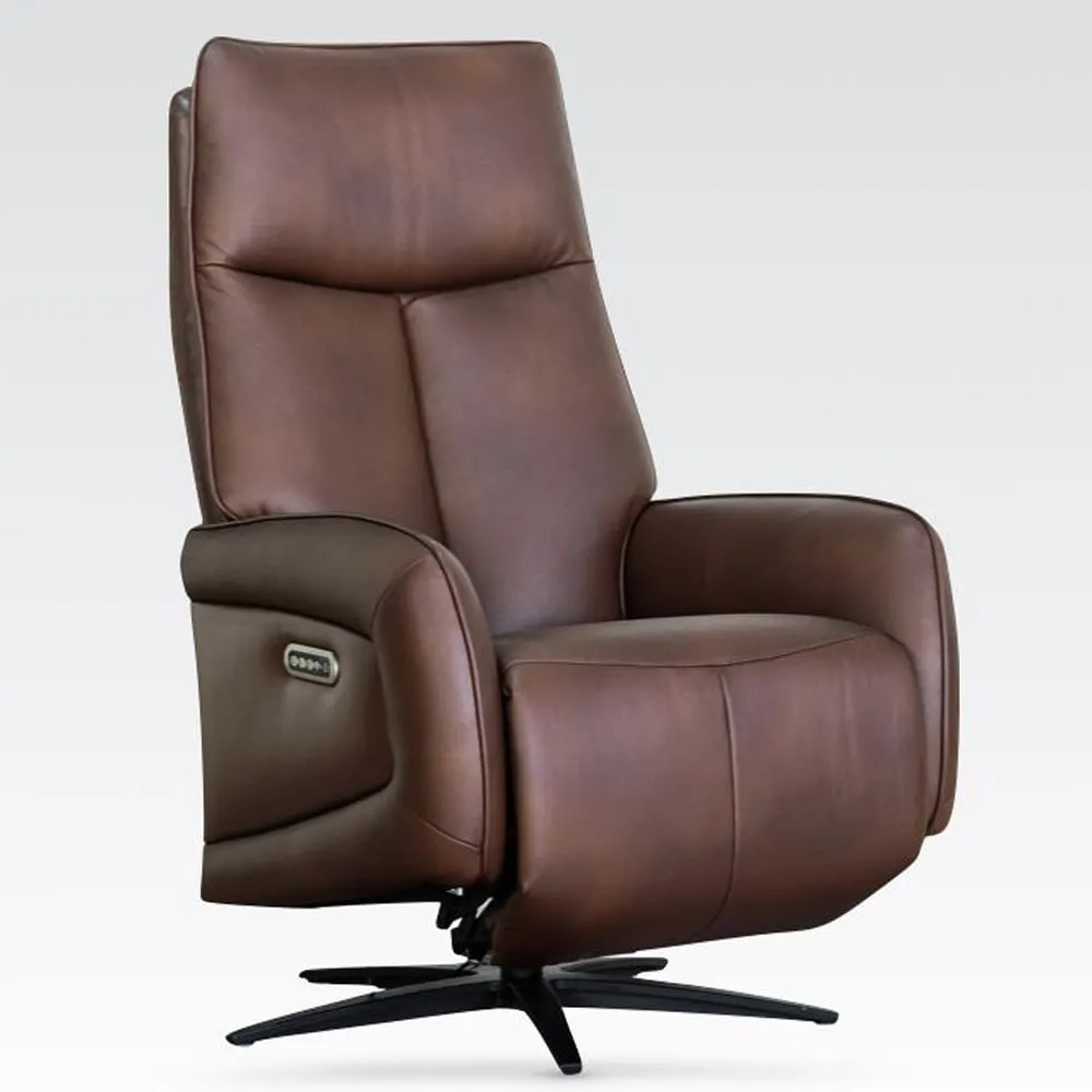 Prato Electric Recliner Chair - Dark Brown, Leather