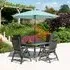 Prats Dining Set with 4 Recliners and Parasol - Blue