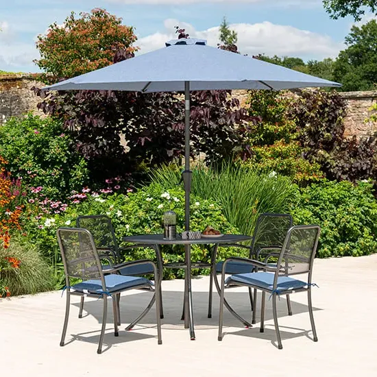 Prats Dining Set with Parasol - Blue