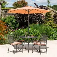 Prats Dining Set with Parasol - Ochre