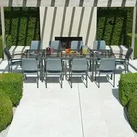 Prats Extending Dining Table 10 Armchairs - Charcoal