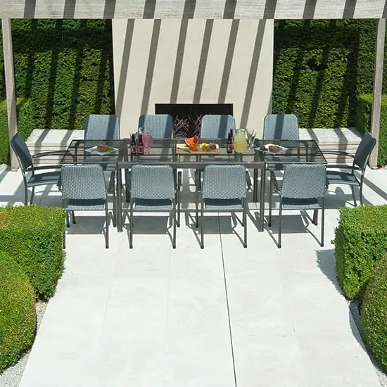 Prats Extending Dining Table 10 Armchairs - Charcoal